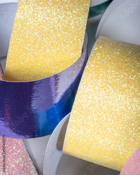 Fototapeta shiny and metallic colored paper close up