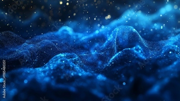 Fototapeta Bluewater waves on the surface ripples blurred. Defocus blurred transparent blue colored clear calm water surface texture with splash and bubbles. Water waves with shining pattern texture background.