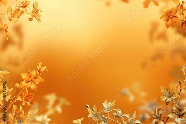 Obraz Abstract floral frame subtle gold splash copy space