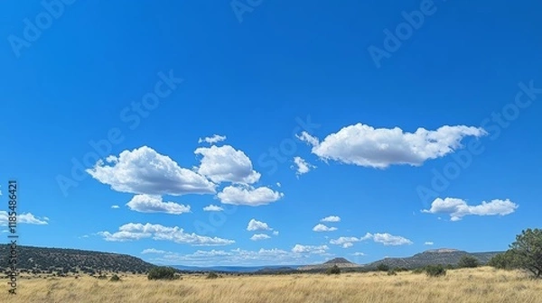 Fototapeta clear blue sky with a few clouds. The sky is very bright and the clouds are scattered throughout
