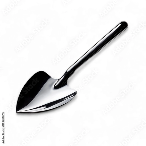 Obraz Polished Garden Trowel on Black Background for Landscaping Use