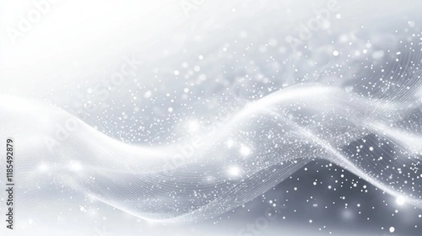 Fototapeta Dot white gray wave light technology texture background. Abstract big data digital concept.