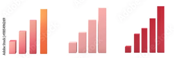 Fototapeta 3D bar chart transforming into staircase, representing financial growth and progress