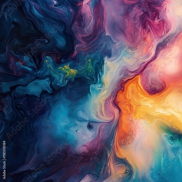 Obraz Abstract Fluid Art: Vibrant Colors and Dynamic Swirls
