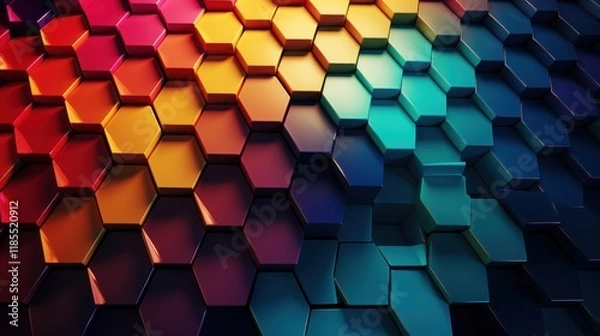 Fototapeta Abstract Hexagon Pattern Colorful Gradient Background Digital Art Design