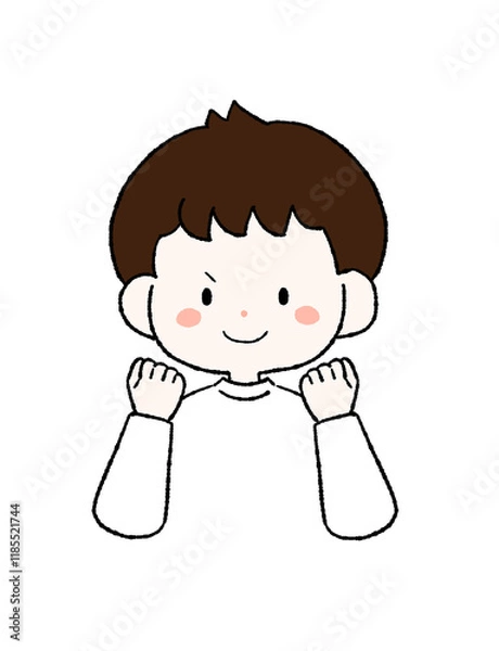 Fototapeta ガッツポーズをする男の子のイラスト