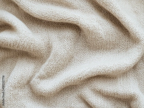 Fototapeta Textured beige fabric with detailed woven pattern for interior design and fashion