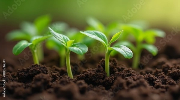 Fototapeta close-up of tiny green sprouts