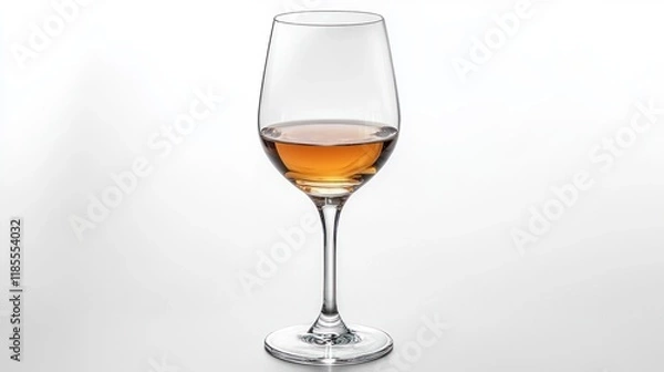 Obraz Amber Liquid in an Elegant Wine Glass on White Background