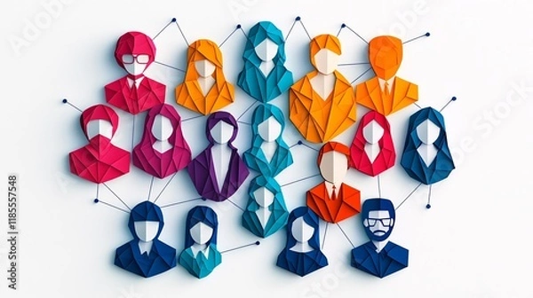 Fototapeta Vibrant Flat Design Illustrating Team Collaboration and Interaction