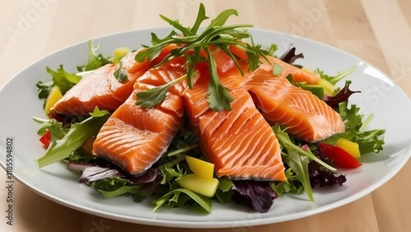 Obraz salmon fillet with vegetables