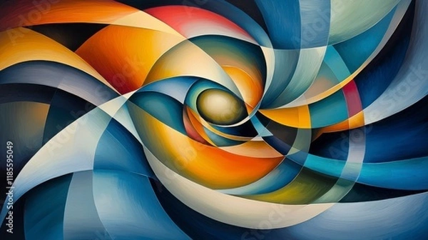 Fototapeta Colorful Abstract Swirl Art Design with Curved Patterns and Shapes