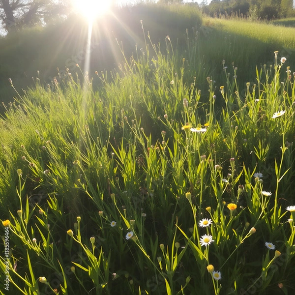 Obraz sun rays in the grass