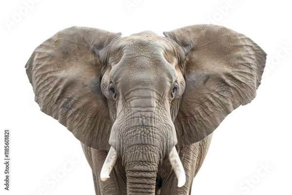 Fototapeta Portrait of Adult Elephant Looking Forward Isolated on Transparent Background, Generative Ai