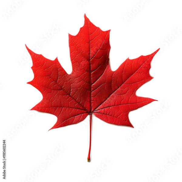 Fototapeta Vibrant Red Maple Leaf in Autumn Season with Crisp Details