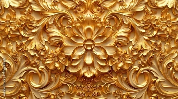 Obraz elegant golden floral texture with intricate patterns suitable for backgrounds and design projects