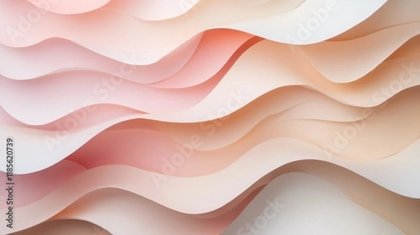 Fototapeta Soft gradient paper waves in minimalist abstract design with subtle hues of peach and cream for modern decor or branding backgrounds