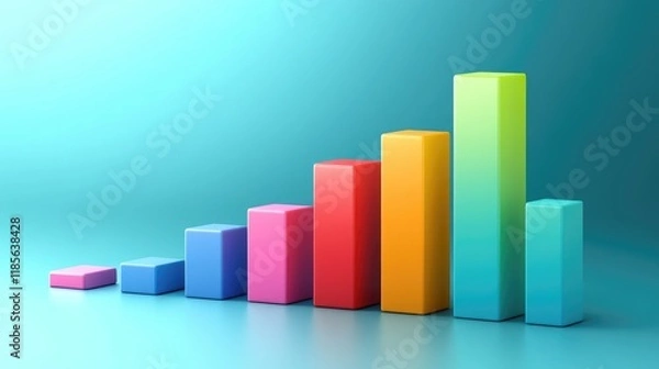 Obraz A colorful D bar chart showing monthly sales figures, with each bar standing at different heights, cast against a subtle gradient backdrop for contrast.