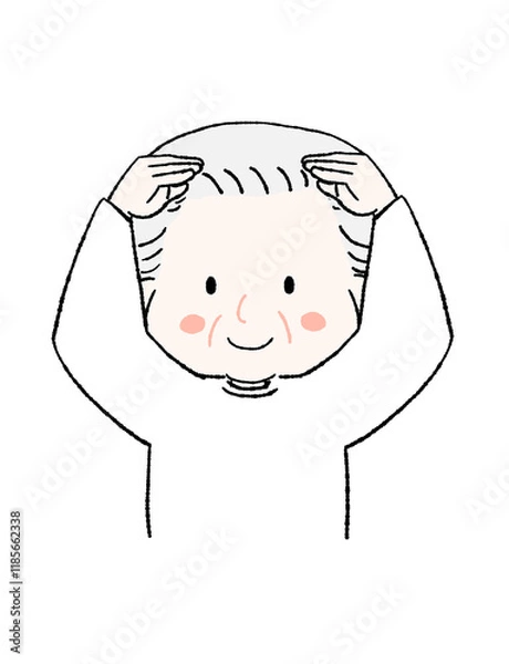 Fototapeta 大きく丸を作るかわいいおじいちゃん