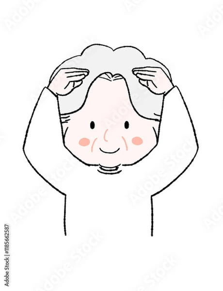 Fototapeta 大きく丸を作るかわいいおばあちゃん