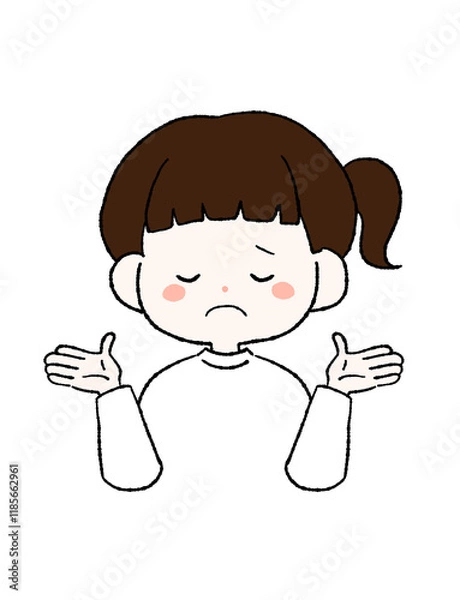 Fototapeta やれやれと呆れる女の子のイラスト