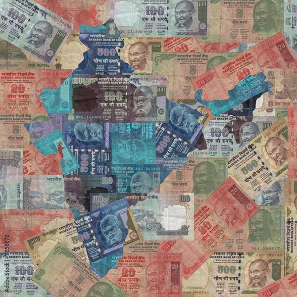 Obraz India map with Rupees