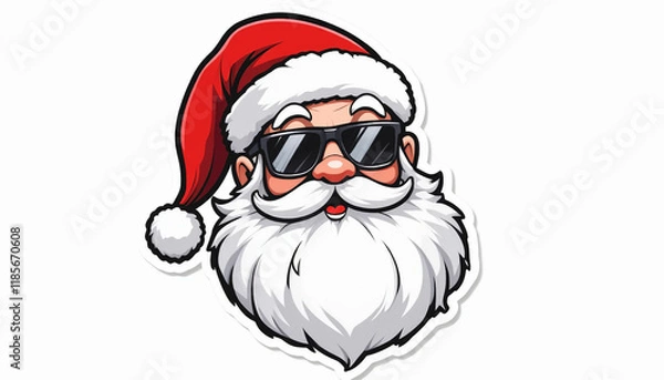 Fototapeta a cartoon of a santa claus with sunglasses
