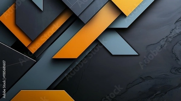 Obraz Bold geometric shapes on a dark grey background, with a mockup on the side. full ultra hd, high resolution