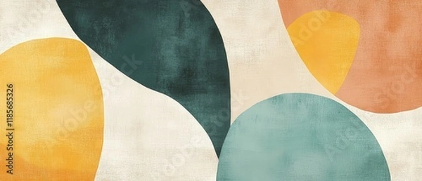 Obraz Abstract design featuring colorful shapes in earth tones, perfect for backgrounds, wall art, and creative projects. Ideal for modern decor and artistic expression.