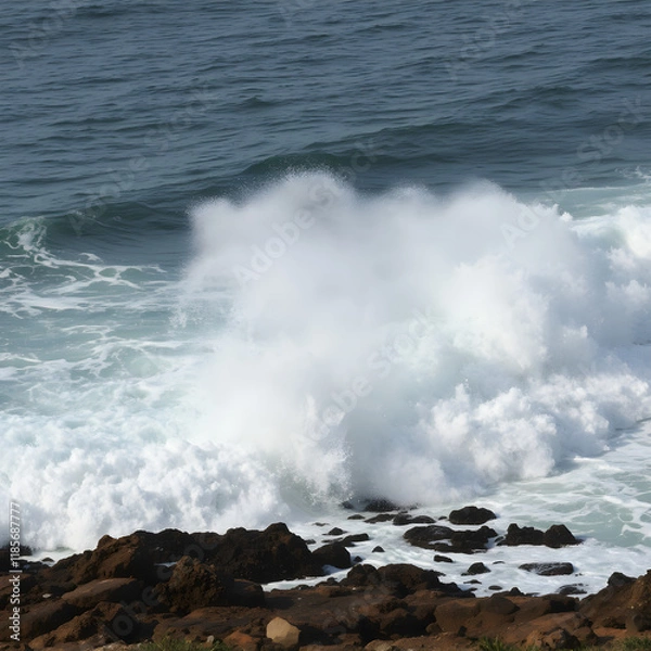 Obraz waves crashing on rocks