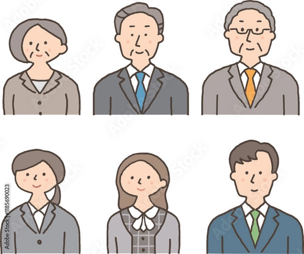 Fototapeta スーツを着た男女のイラストセット