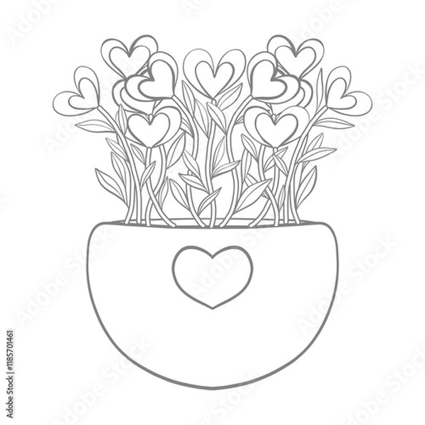 Obraz Valentine's Day vector illustration of a heart with flowers, perfect for romantic card designs