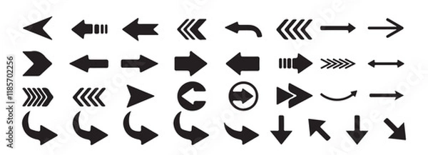 Obraz Arrows set. Arrow icon collection. Set different arrows. Collection different arrows sign. Black vector arrows icons – stock vector