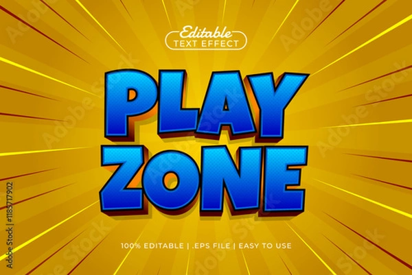 Fototapeta play zone editable text effect with a kids and happy text style