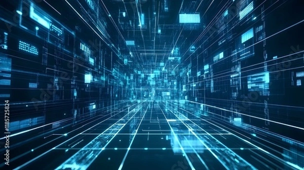 Fototapeta Digital Data Stream  Futuristic Technology Background