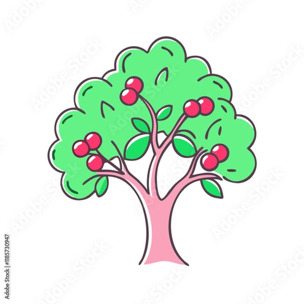 Fototapeta cherry tree vector icon, trees vector illustration - simple illustration of cherry tree perfect for logos, and trees-themed designs.