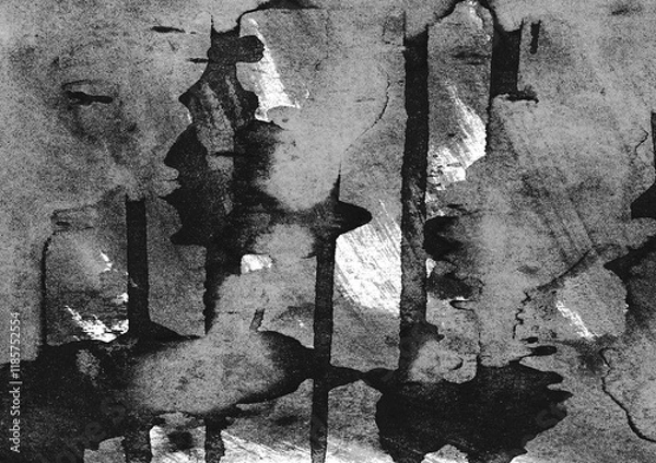 Fototapeta 墨で描いた抽象的な絵画みたいなイラスト背景
