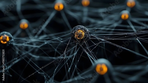 Fototapeta Network Nodes  Global Connections  Abstract Web  Digital Sphere