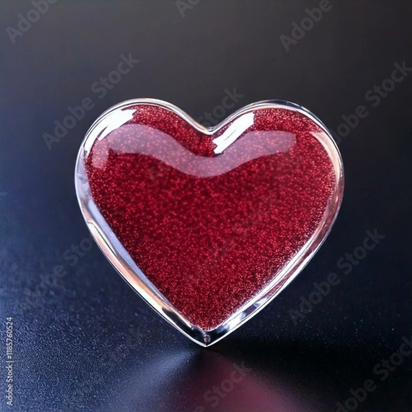 Obraz 3D Red Heart Shaped Glass Object 