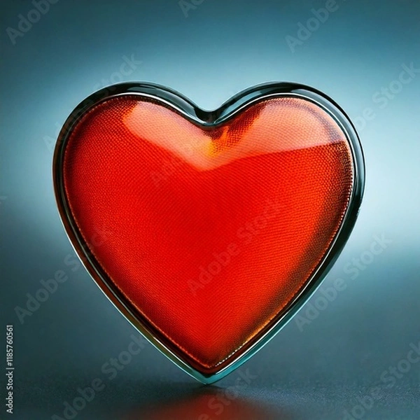 Obraz 3D Red Heart Shaped Glass Object 