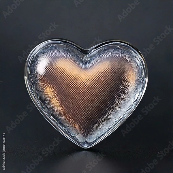 Obraz pastel pink metal heart shape in a transparent clear heart shape isolated on background