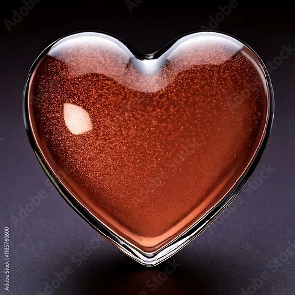 Obraz 3D Red Heart Shaped Glass Object 