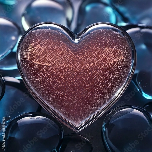 Obraz Elegant Pastel Pink Transparent Glass Heart with Subtle Glow - Isolated on a Background