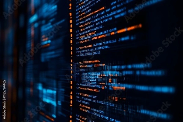 Fototapeta Night coder screens blurred code office work