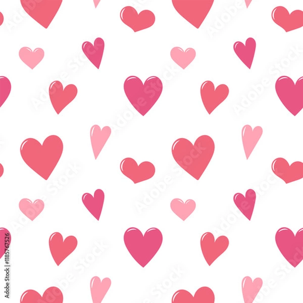 Fototapeta Seamless pattern with pink hearts. Valentine's Day background for textiles and packaging. Vector illustration.
