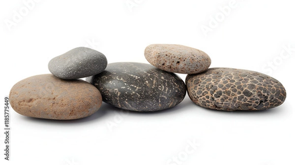 Fototapeta Zen color stones isolated on white background