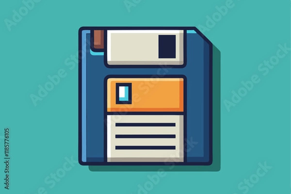 Fototapeta Minimalist floppy disk icon design for retro technology theme