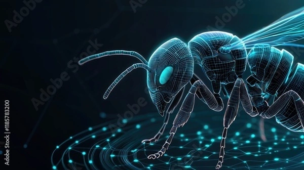 Obraz Digital ant animation virtual space 3d graphic illustration tech environment close-up view modern concept