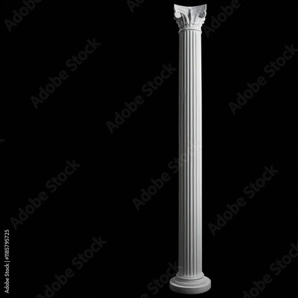 Obraz White isolated single column on black background