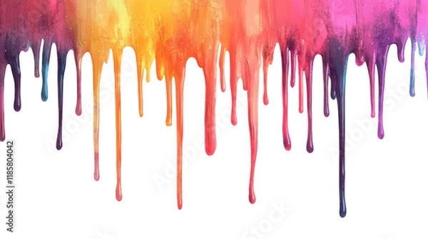 Fototapeta Colorful drips, a vibrant abstract cascade of liquid color in motion